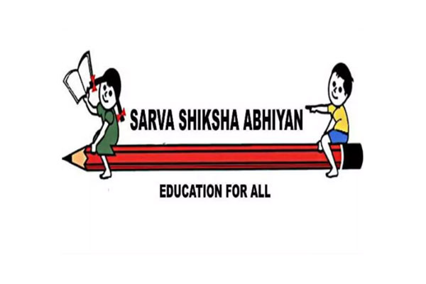 Two school children sitting on a large pencil in a cartoon graphic