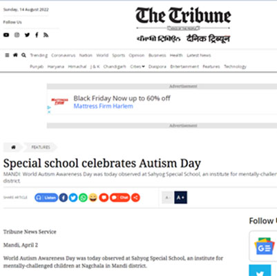 Press clipping with heading of Special School celebrates Autism Day